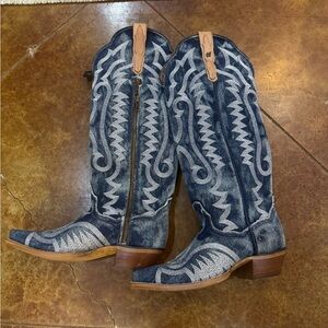 Dan Post Blue and Cream Cowboy Boots